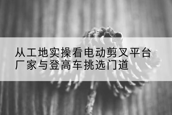 盘龙电动剪叉升降平台厂家-从工地实操看电动剪叉平台厂家与登高车挑选门道